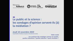 Le public et la science : les sondages d'opinion servent-ils (à) la médiation ? Table ronde