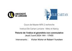 théorie de lʼindice et géométrie non commutative - 03-04-2024 - 14h