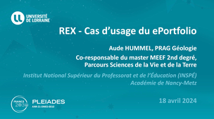 Projet de déploiement du ePortfolio - Retour d'expérience : Master MEEF 2D SVT, INSPE de Lorraine