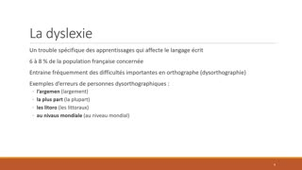 Spécificités des erreurs d'orthographe des personnes dyslexiques : analyse d'un corpus de productions écrites