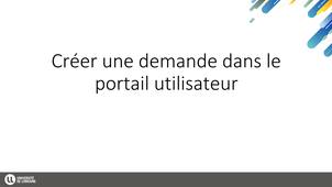 Créer une demande dans le portail utilisateur