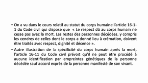 UE7 - L'existence de la personne - la mort - le statut du cadavre - Frédérique Claudot