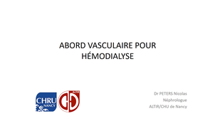 e-learning IPA - Abord vasculaire pour hémodialyse - Dr N. Peters