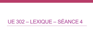 L2 SDL - UE 392 - Lexique Séance4
