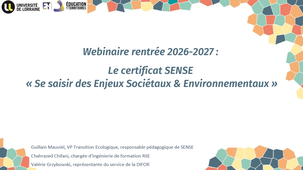 Webinaire SENSE - Rentrée 2026/2027