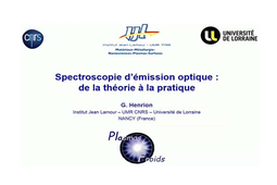 Spectroscopie d'émission optique : de la théorie à la pratique