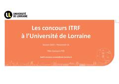 Concours ITRF session 2025 - Réunion d'informations du jeudi 20 mars 2025