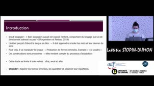 Etude de l'acquisition de la morphologie verbale chez les enfants francophones par Laëtitia STOPIN-DUMONT