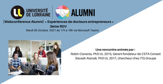 [Webconférence PhD Alumni] « Expériences de docteurs entrepreneurs » 3ème RDV