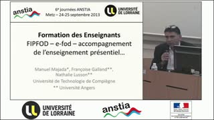 ANSTIA 2013: La formation des enseignants: FIPFOD, e-fod, accompagnement du présentiez...