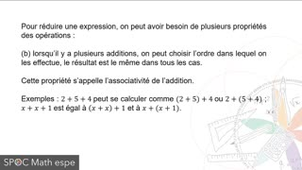 Spoc Math espe - Calcul littéral et propriétés des opérations premier niveau