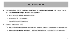 Différences acoustiques inter-genres chez des bilingues Anglais/Français : une étude des formants vocaliques et de la qualité de voix.