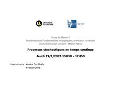 Processus stochastiques en temps continue 19-01-2023