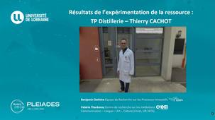 Résultats de l'expérimentation de la ressource : TP Distillation Continue - Thierry CACHOT
