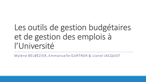 Les outils de gestion budgétaires et de gestion des emplois à l'Université