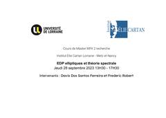 EDP elliptiques et theorie spectrale - 26-10-2023 13H