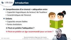 Recommandation d'âge pour des textes