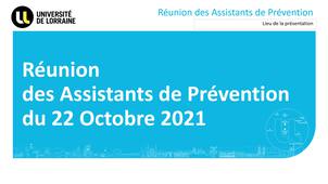 Réunion des Assistants de Prévention du 22 octobre 2021