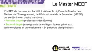 Présentation du master MEEF 1er degré Professorat des Écoles