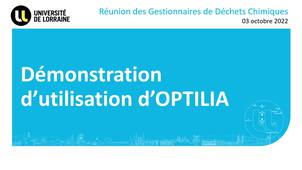 Démonstration d'OPTILIA pour les gestionnaires de déchets chimiques - 03/10/2022