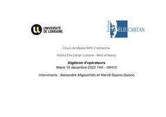 Algebres d operateurs - 19-12-2023 14H