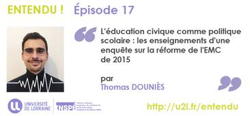 L'éducation civique comme politique scolaire : les enseignements d'une enquête sur la réforme de l'EMC de 2015, par Thomas DOUNIÈS