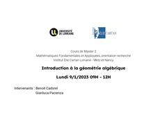 Introduction à la géométrie algébrique - 09-01-2023