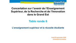 Concertation sur l'avenir de l'Enseignement Supérieur, de la Recherche et de l'Innovation dans le Grand Est