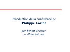 Introduction de la conférence de Philippe LORINO