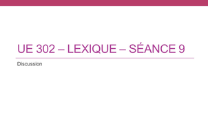 Discussion séance 9