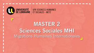 Master2 de Sciences Sociales - parcours Migrations Humaines Internationales (MHI)