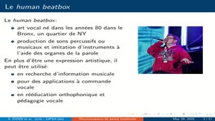 Reconnaissance de parole beatboxée à l'aide d'un système HMM-GMM inspiré de la reconnaissance automatique de la parole