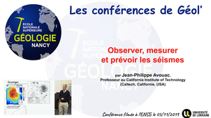 Observer, Mesurer et Prévoir les séismes - Jean-Philippe Avouac