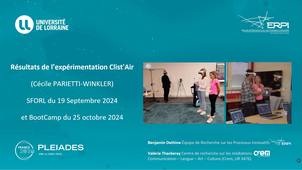 Résultats de l'expérimentation Clist'Air -  Cécile PARIETTI-WINKLER