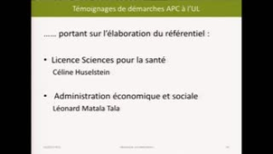 Témoignages de démarches APC à l'UL (Céline HUSELSTEIN, Léonard MATALA TALA)