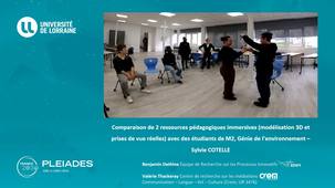 Comparaison de 2 ressources pédagogiques immersives (modélisation 3D et prises de vues réelles) avec des étudiants de M2, Génie de l'environnement -  Sylvie COTELLE