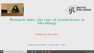 Données de la recherche : le cas des sources synchrotrons en Métallurgie - Guillaume Geandier