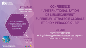 Conférence “L’internationalisation de l’enseignement supérieur : stratégie globale et choix pédagogiques”