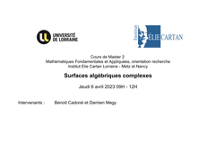 Surfaces algébriques complexes - 06-04-2023 9H